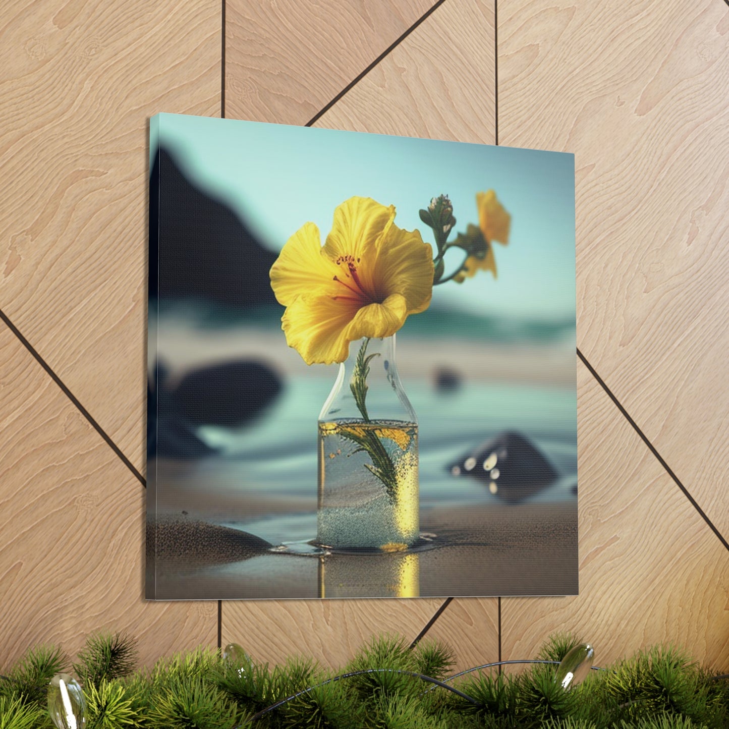 Canvas Gallery Wraps Yellow Hibiscus glass 3
