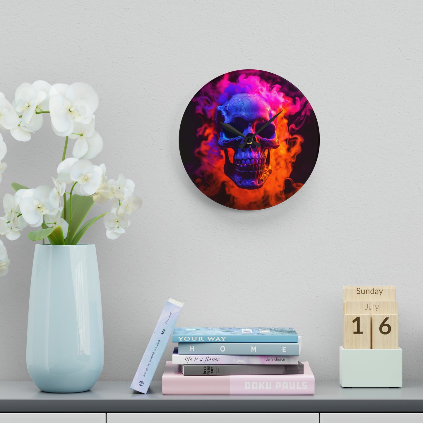 Acrylic Wall Clock Macro Skull 4