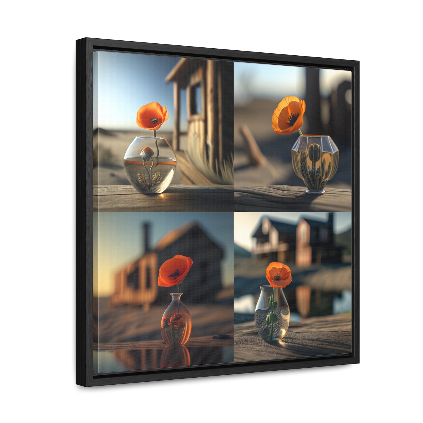 Gallery Canvas Wraps, Square Frame Orange Poppy in a Vase 5