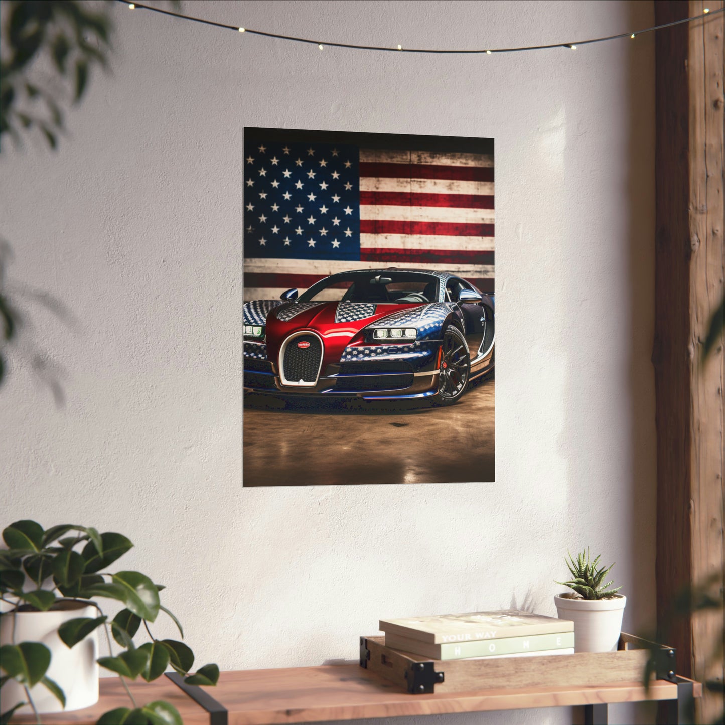 Premium Matte Vertical Posters Bugatti American Flag 1