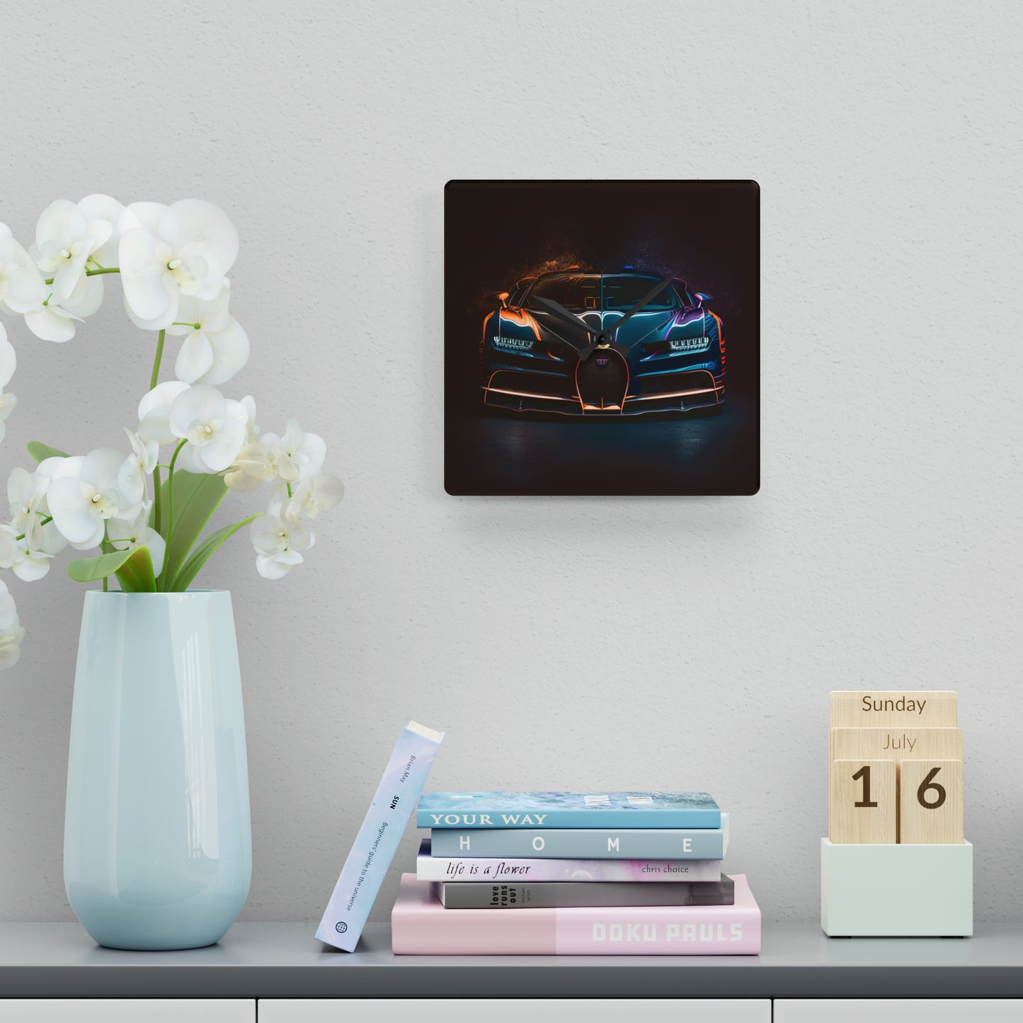 Acrylic Wall Clock Bugatti Chiron Super 3