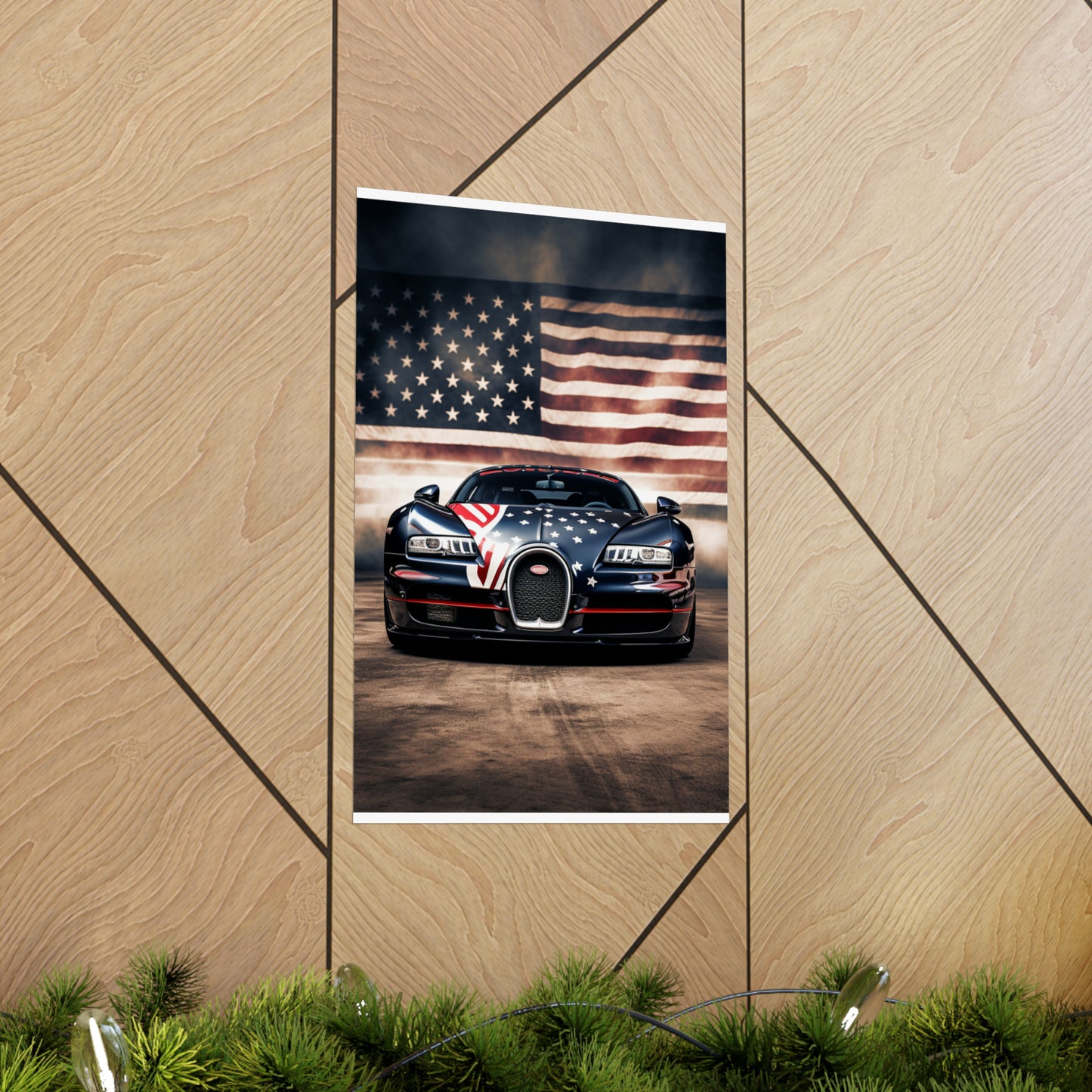 Premium Matte Vertical Posters Bugatti American Flag 2