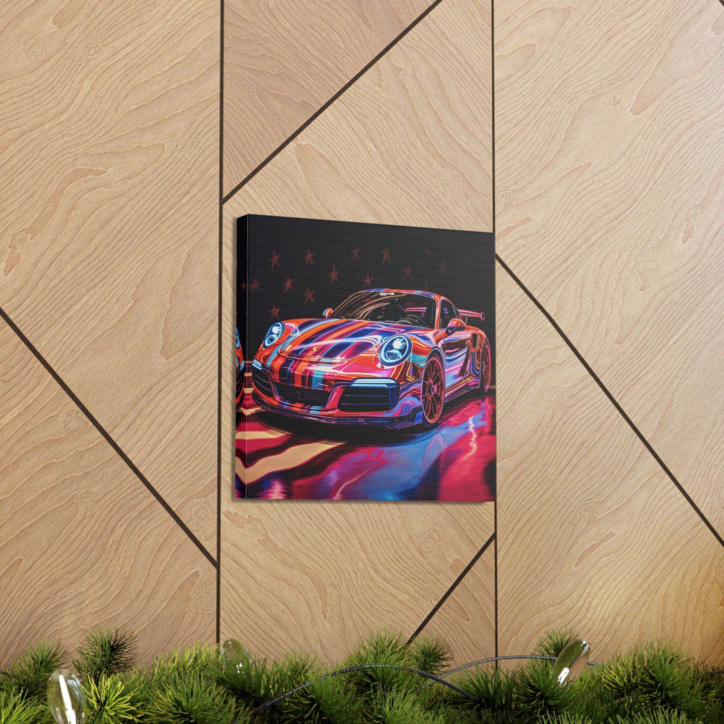 Canvas Gallery Wraps Macro American Flag Porsche 4