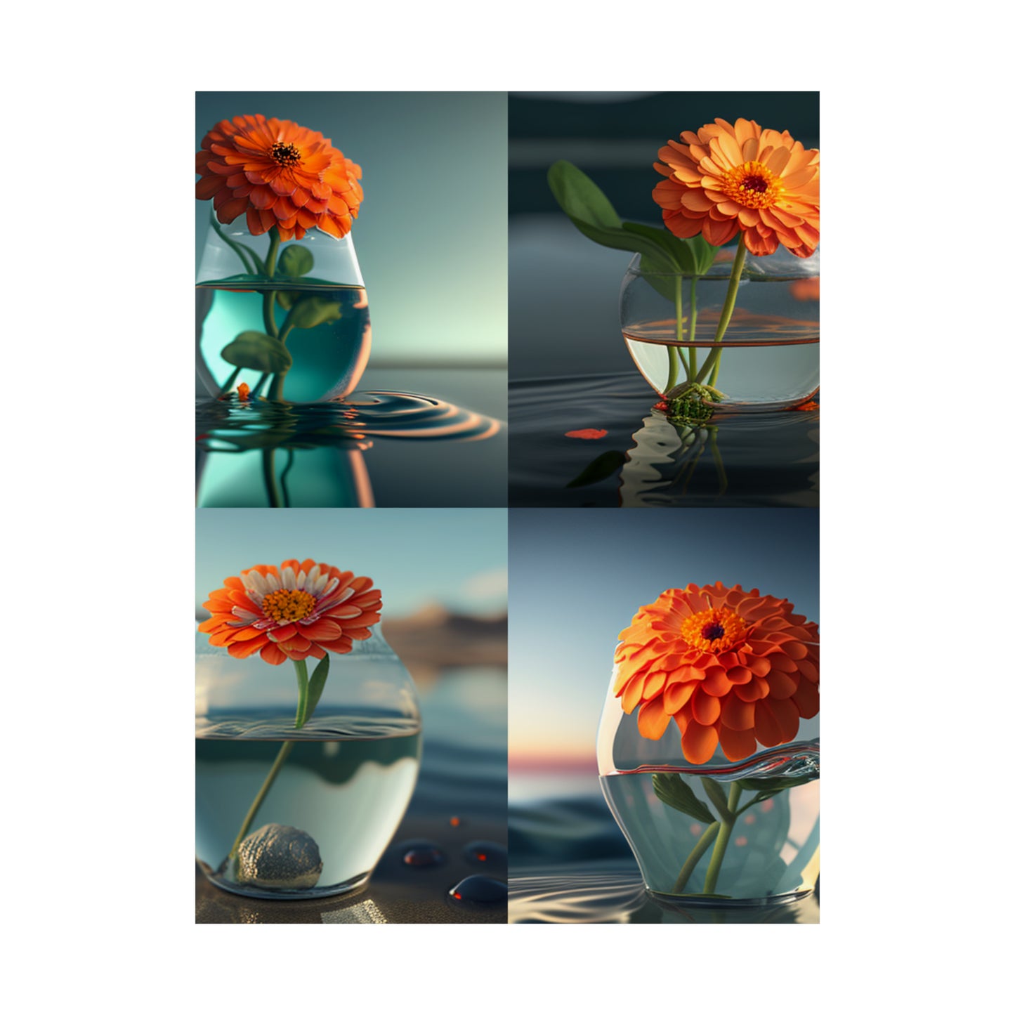 Premium Matte Vertical Posters Orange Zinnia 5