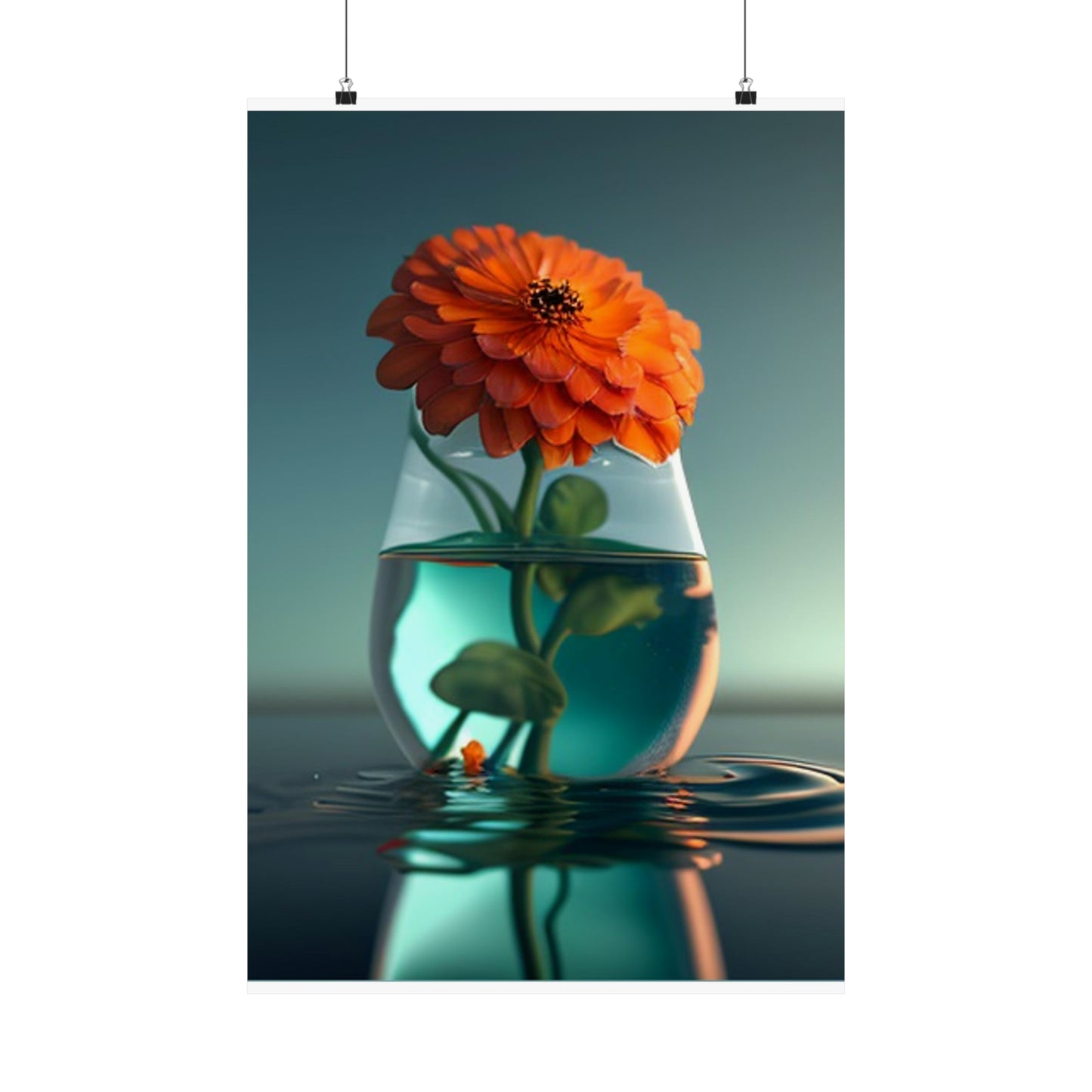 Premium Matte Vertical Posters Orange Zinnia 1