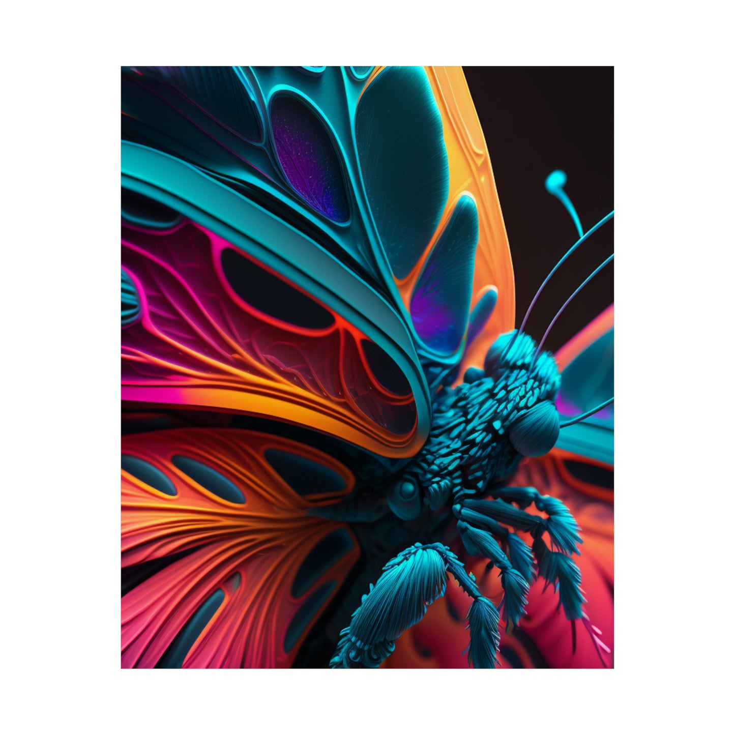 Premium Matte Vertical Posters Neon Butterfly Macro 4