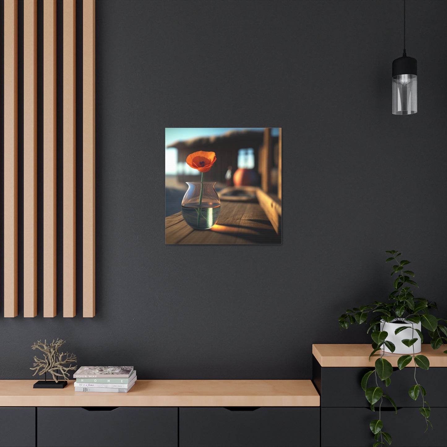 Canvas Gallery Wraps Poppy in a Glass Vase 2