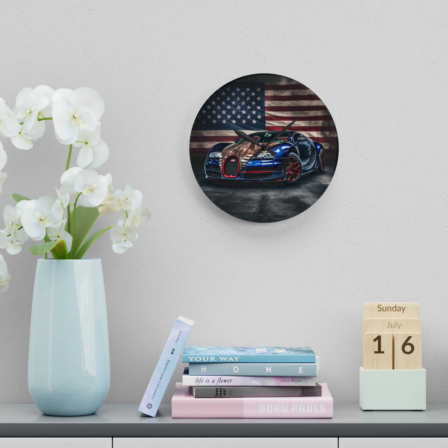 Acrylic Wall Clock Bugatti American Flag 4