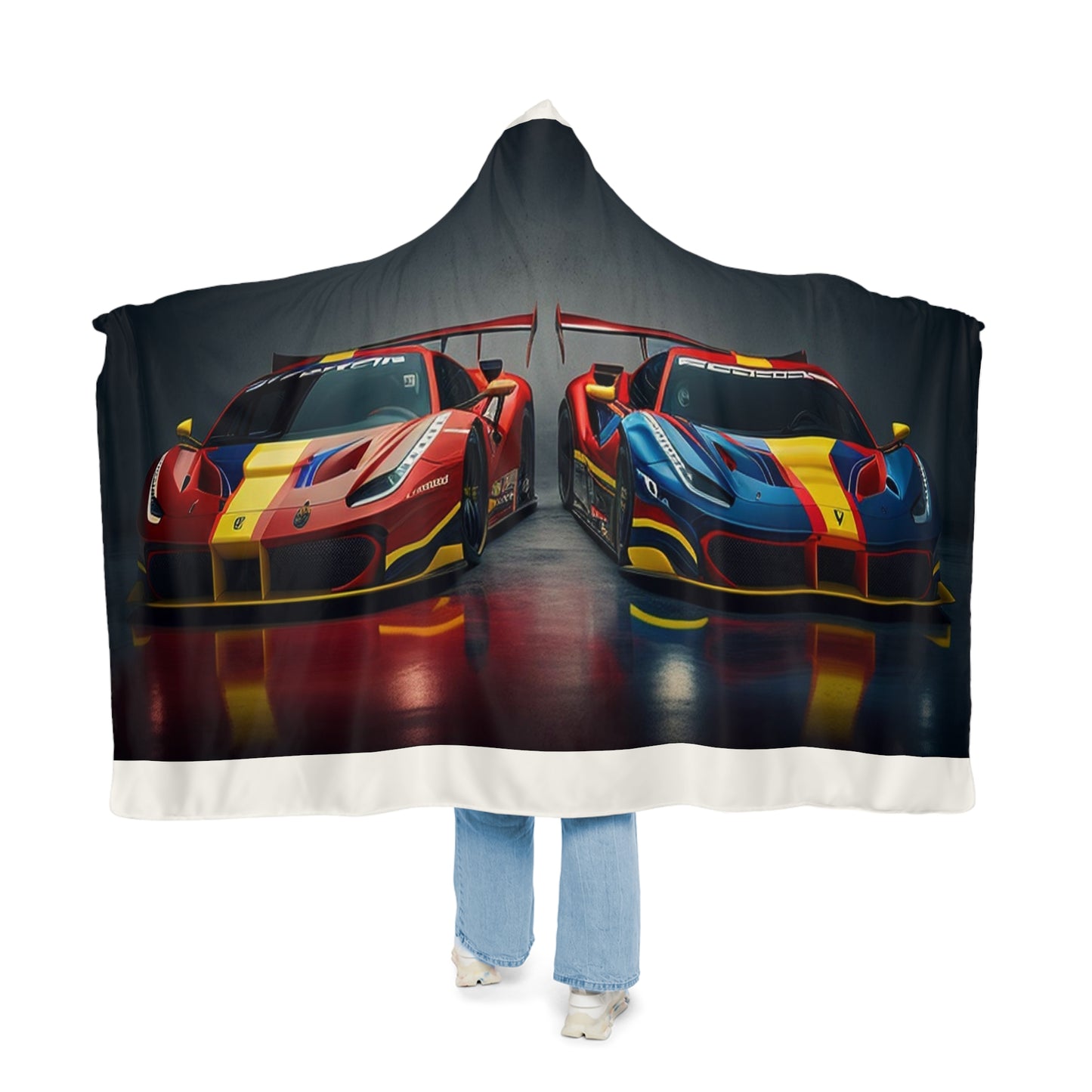 Snuggle Hooded Blanket Ferrari Red Blue 4