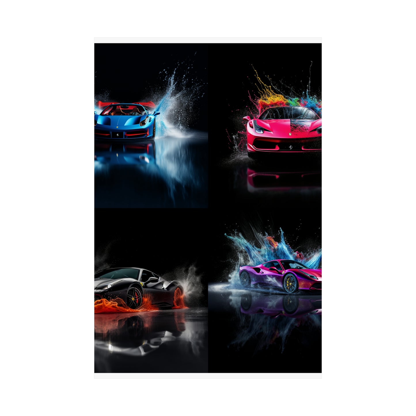 Premium Matte Vertical Posters Ferrari Water Splash 5