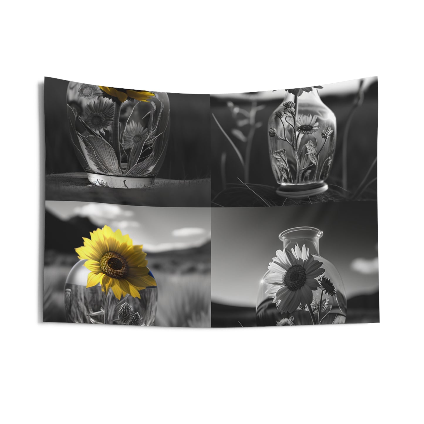 Indoor Wall Tapestries Yellw Sunflower in a vase 5