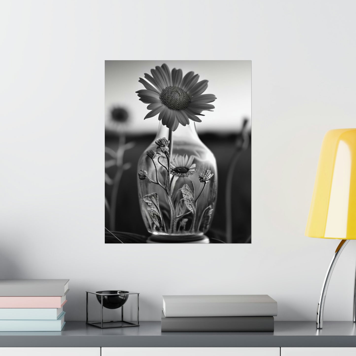 Premium Matte Vertical Posters Yellw Sunflower in a vase 2