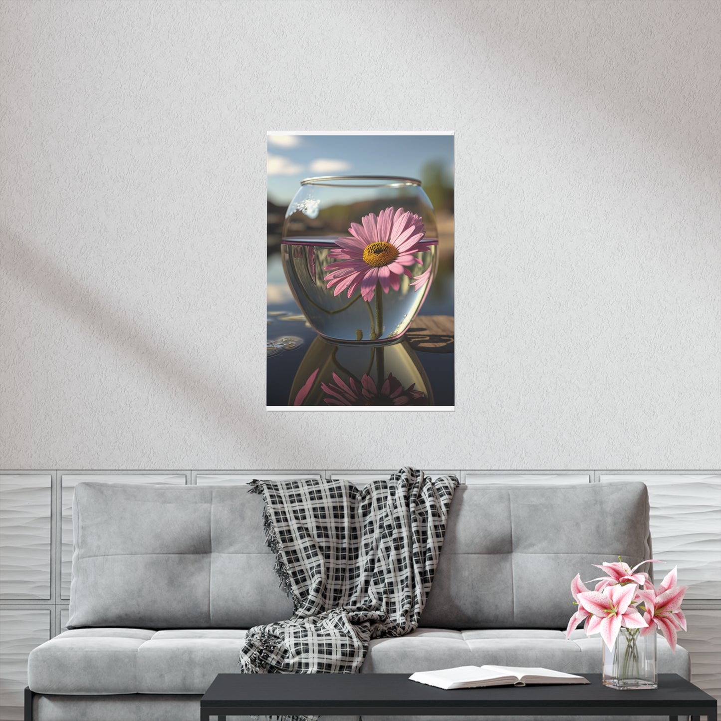 Premium Matte Vertical Posters Daisy in a vase 1