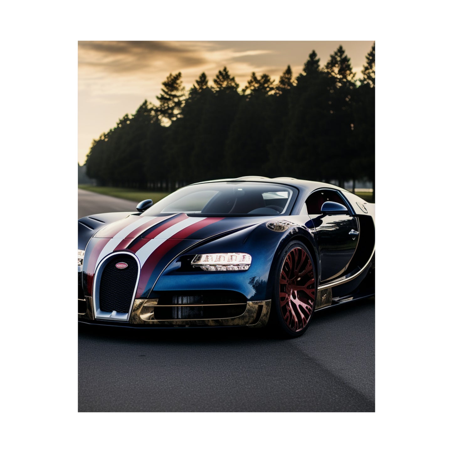 Premium Matte Vertical Posters Bugatti Flag American 1