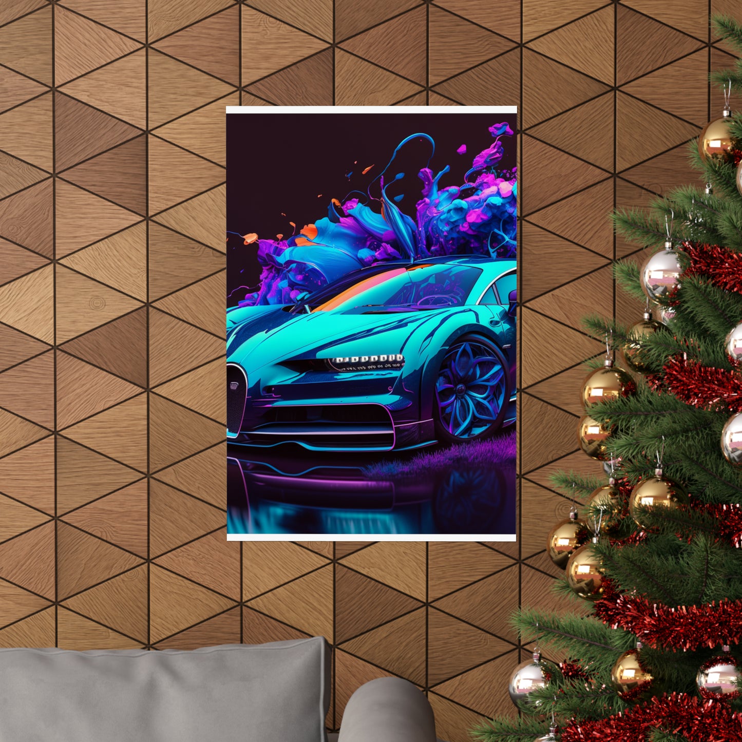 Premium Matte Vertical Posters Bugatti Neon Chiron 3