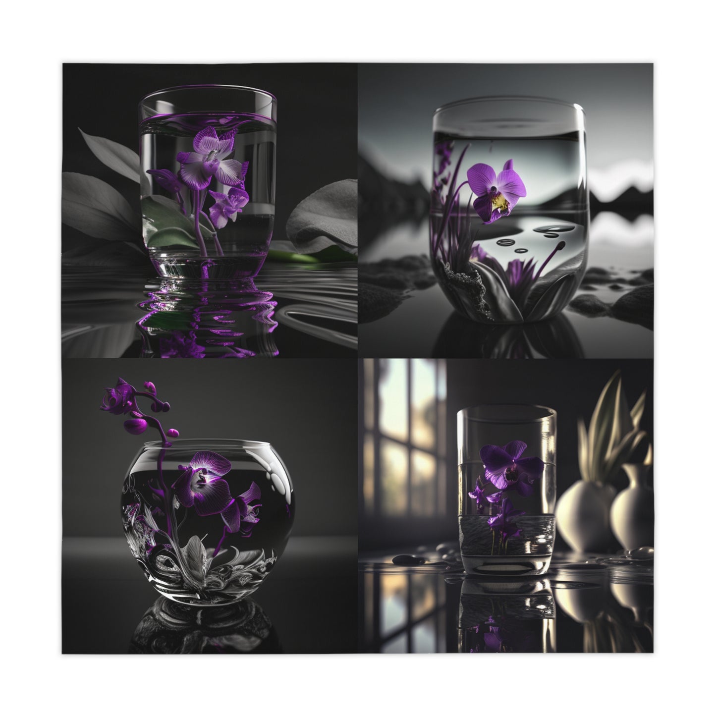 Tablecloth Purple Orchid Glass vase 5