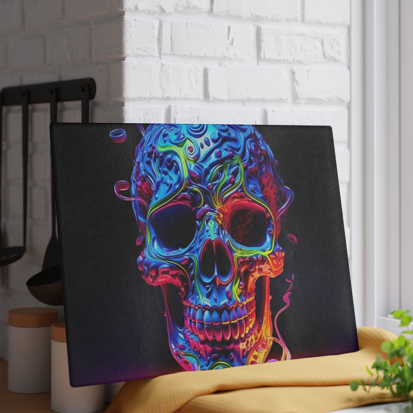 Glass Cutting Board Macro Skull Color 3