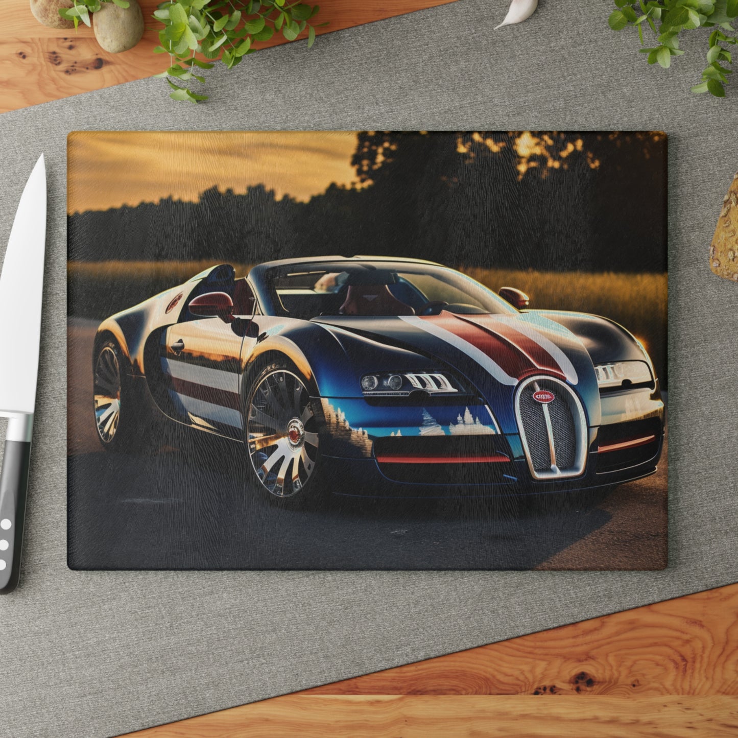 Glass Cutting Board Bugatti Flag American 3