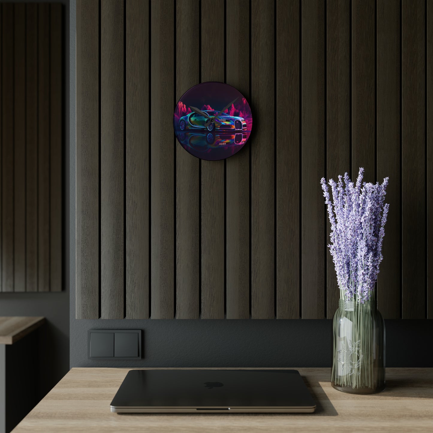 Acrylic Wall Clock Florescent Bugatti Flair 2