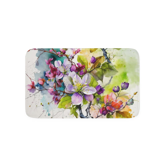 Memory Foam Bath Mat Mother Nature Bright Spring Colors Realistic Watercolor 4