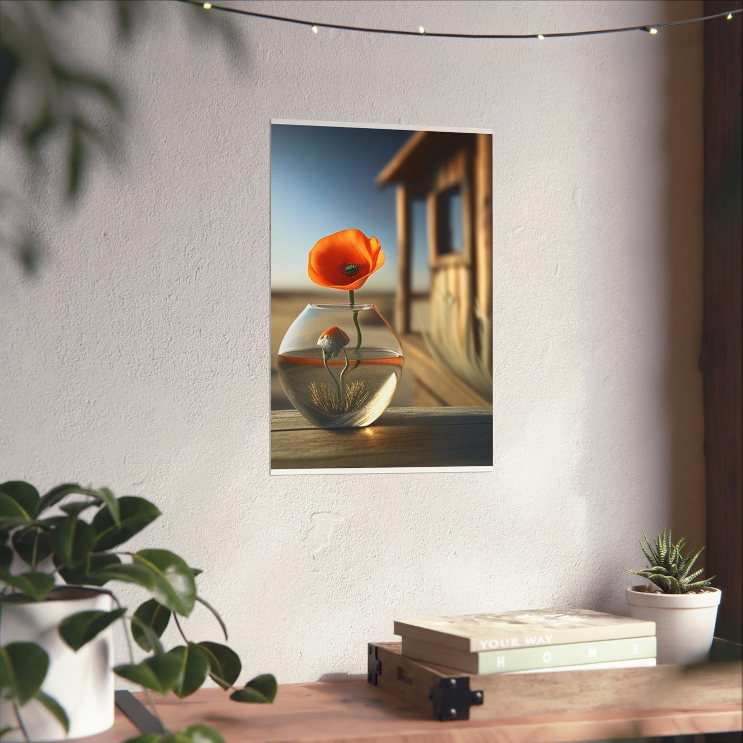 Premium Matte Vertical Posters Orange Poppy in a Vase 1