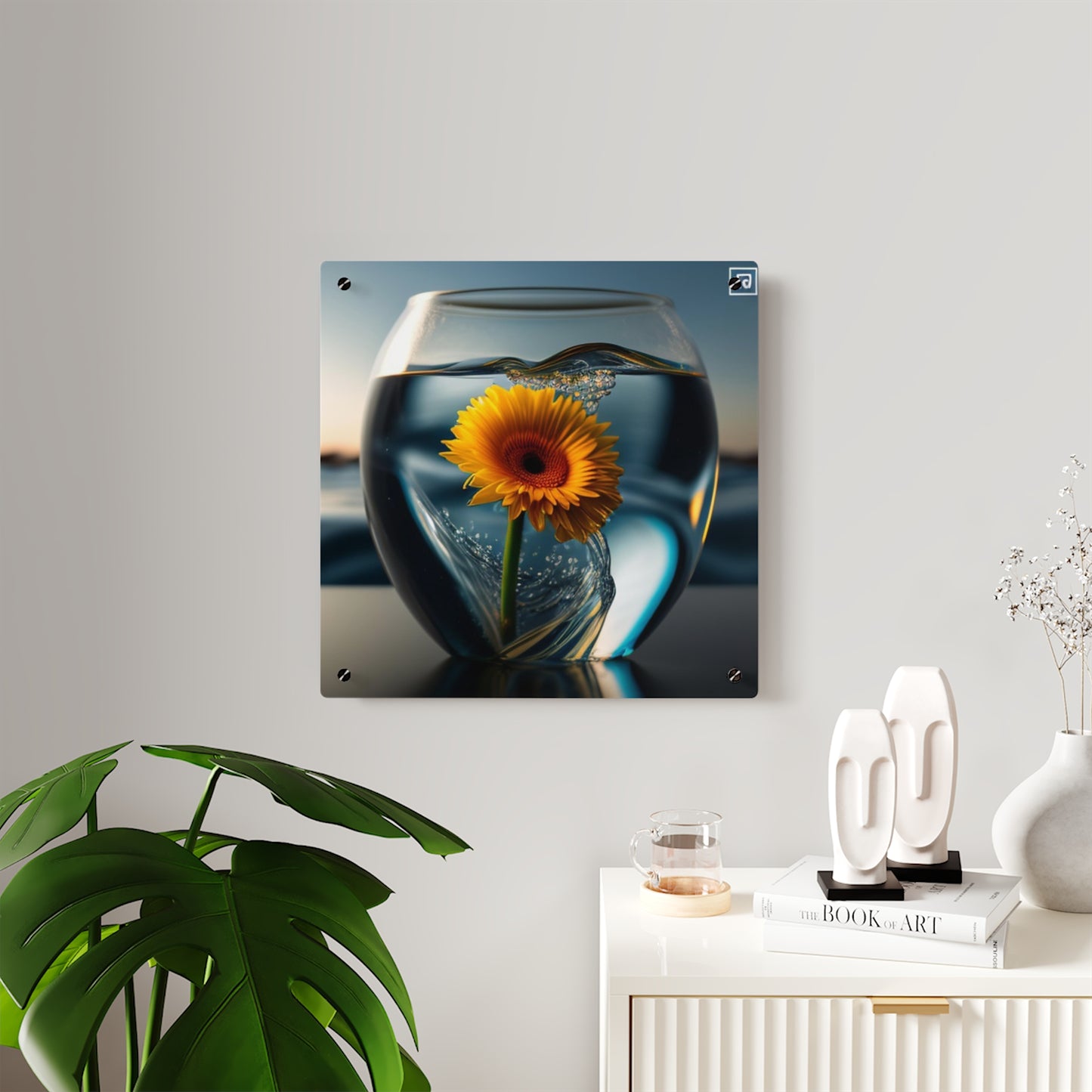 Acrylic Wall Art Panels yello Gerbera glass 3