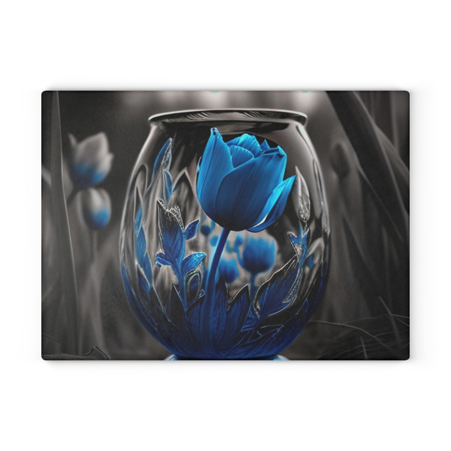 Glass Cutting Board Tulip Blue 2