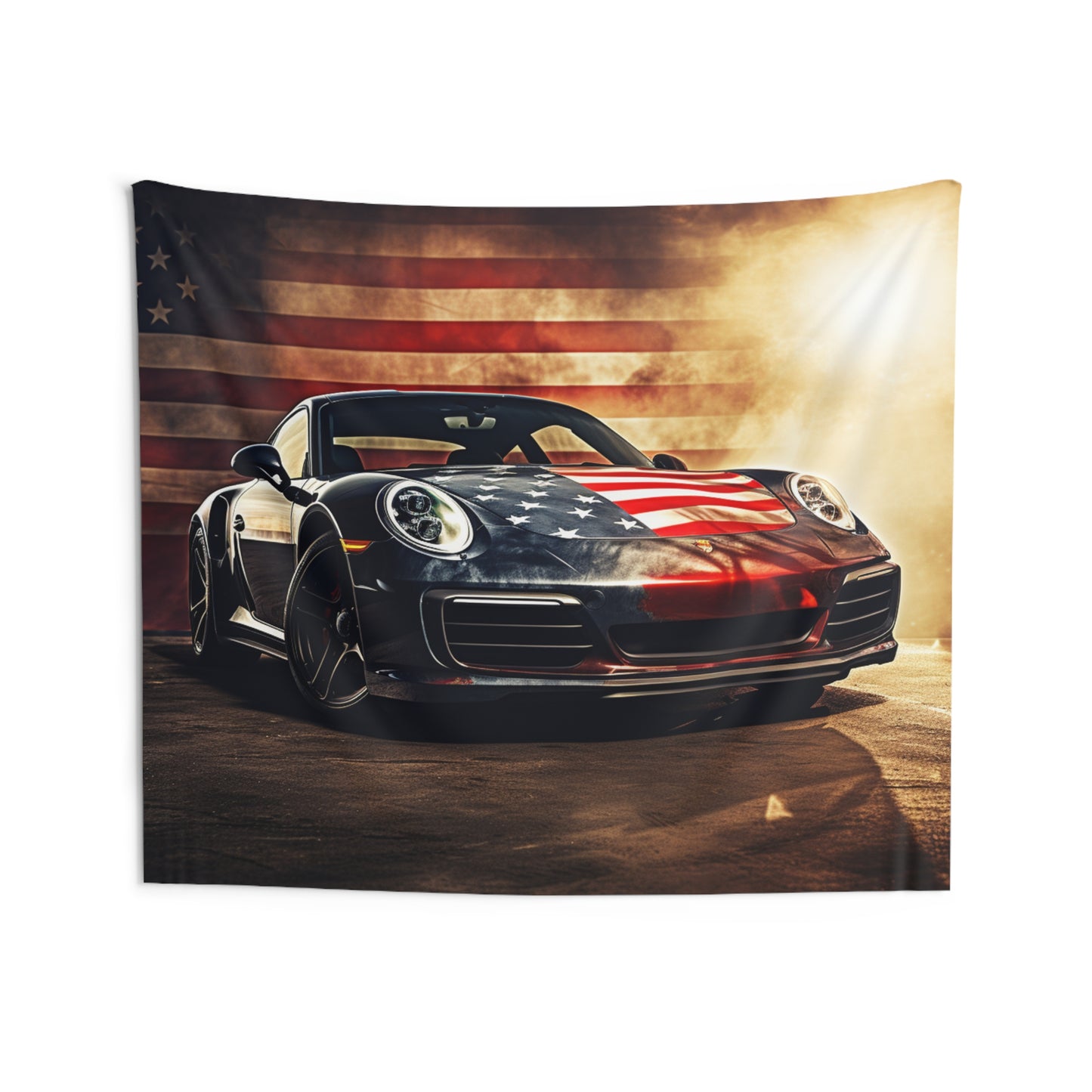 Indoor Wall Tapestries Abstract American Flag Background Porsche 1