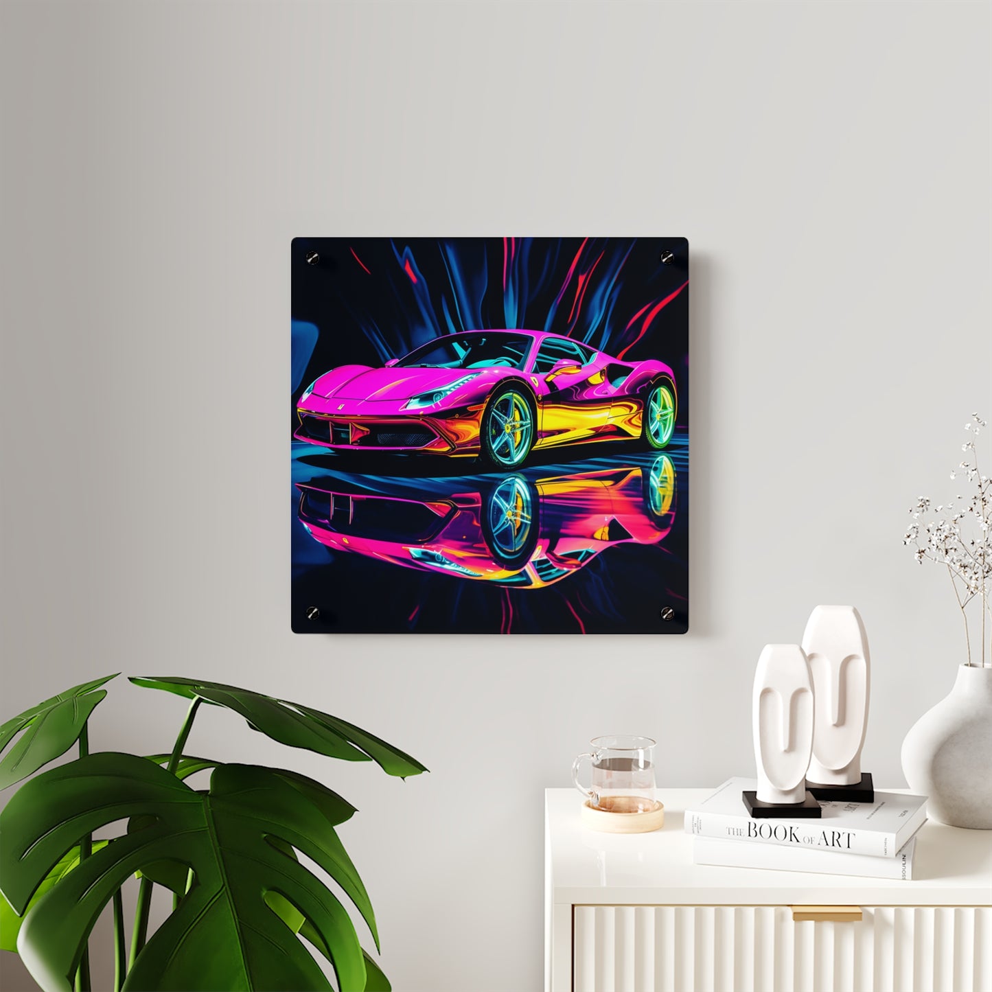 Acrylic Wall Art Panels Pink Macro Ferrari 3