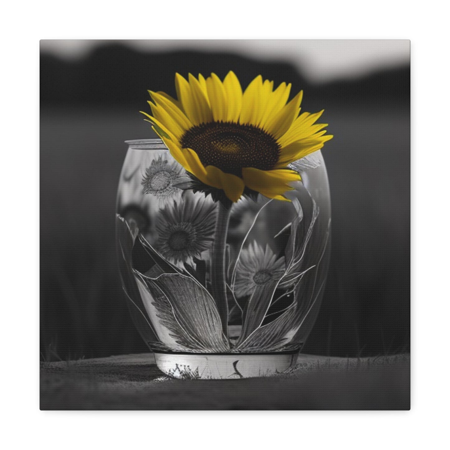 Canvas Gallery Wraps Yellw Sunflower in a vase 1
