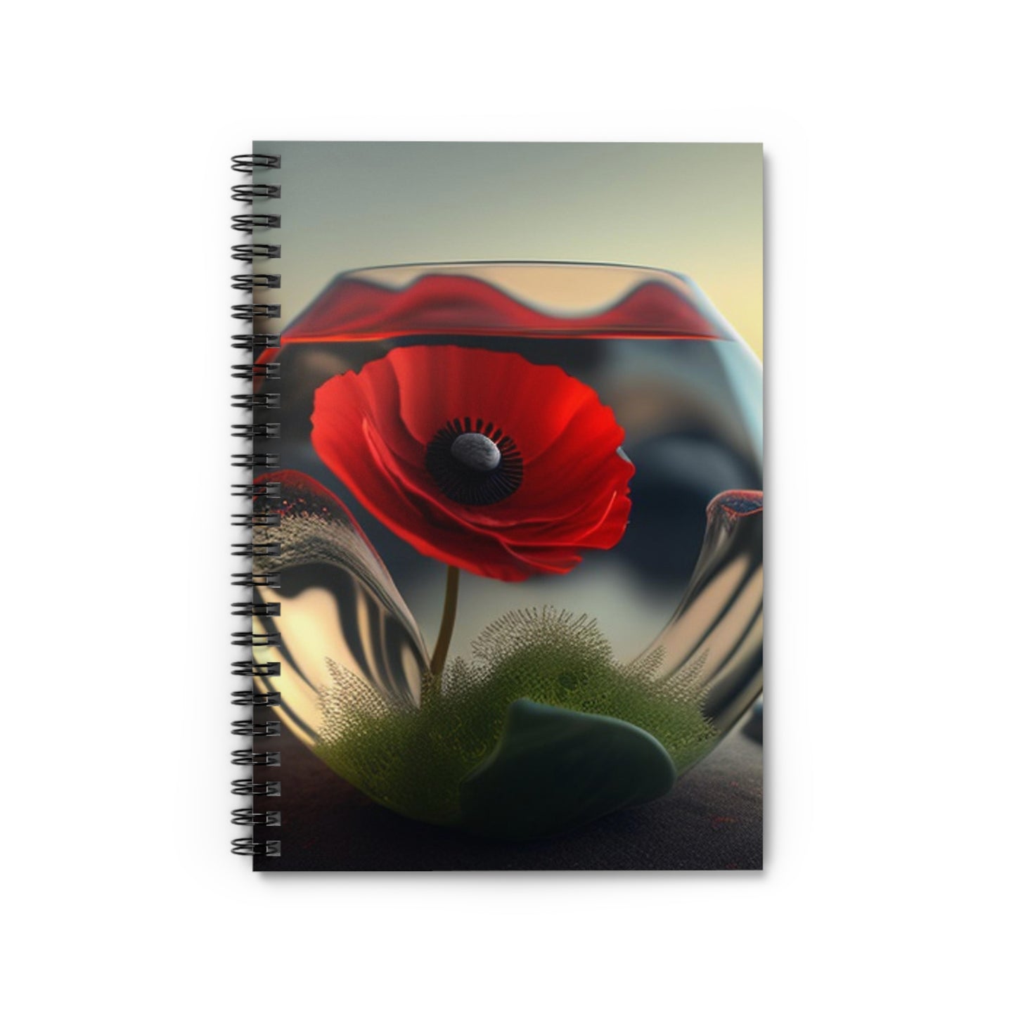 Spiral Notebook - Ruled Line Red Anemone in a Vase 3