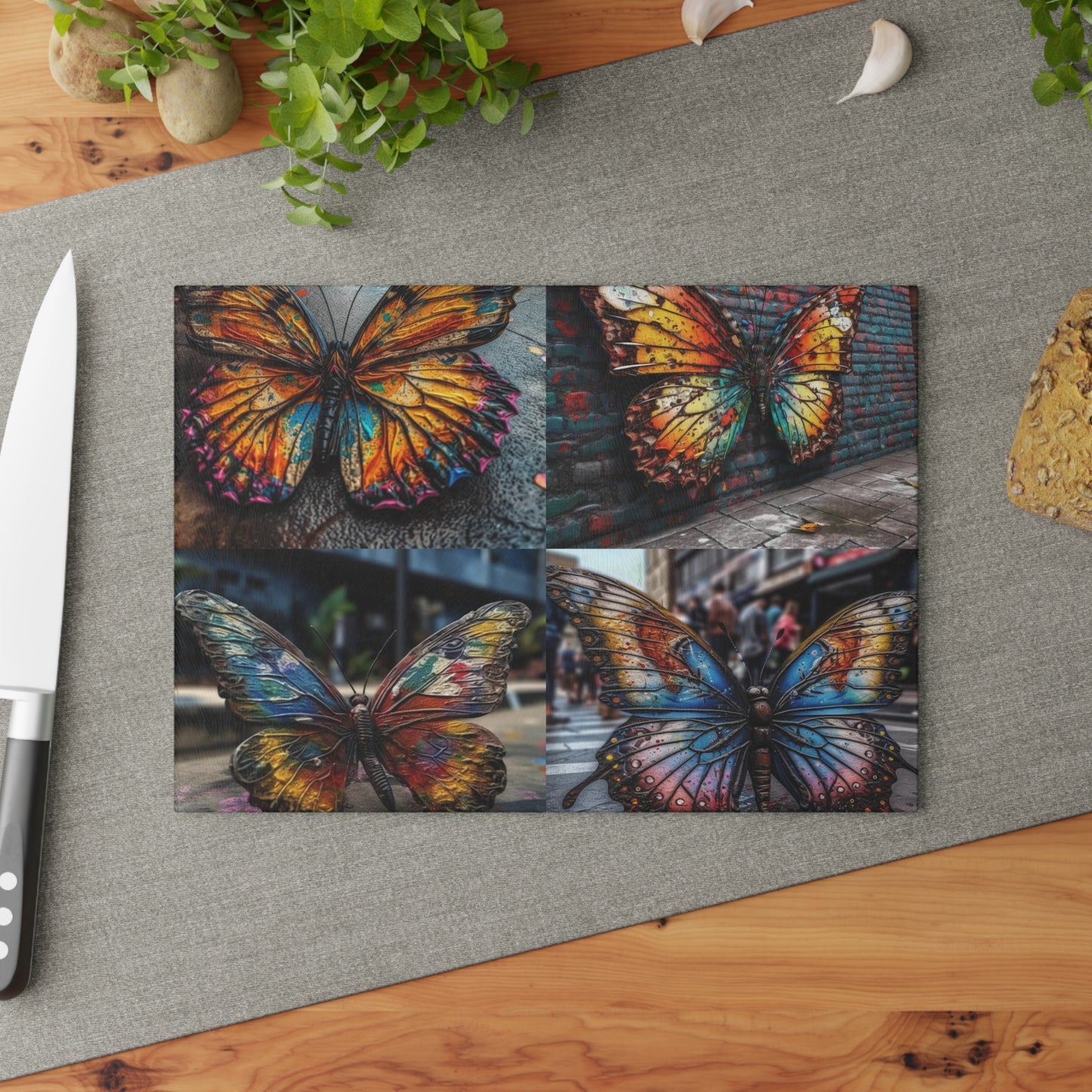 Glass Cutting Board Liquid Street Butterfly 5