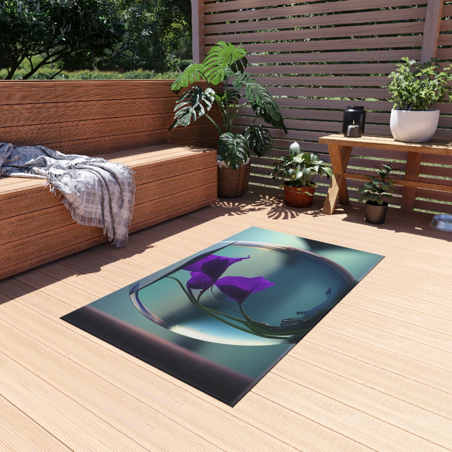 Outdoor Rug  Purple Sweet pea in a vase 2