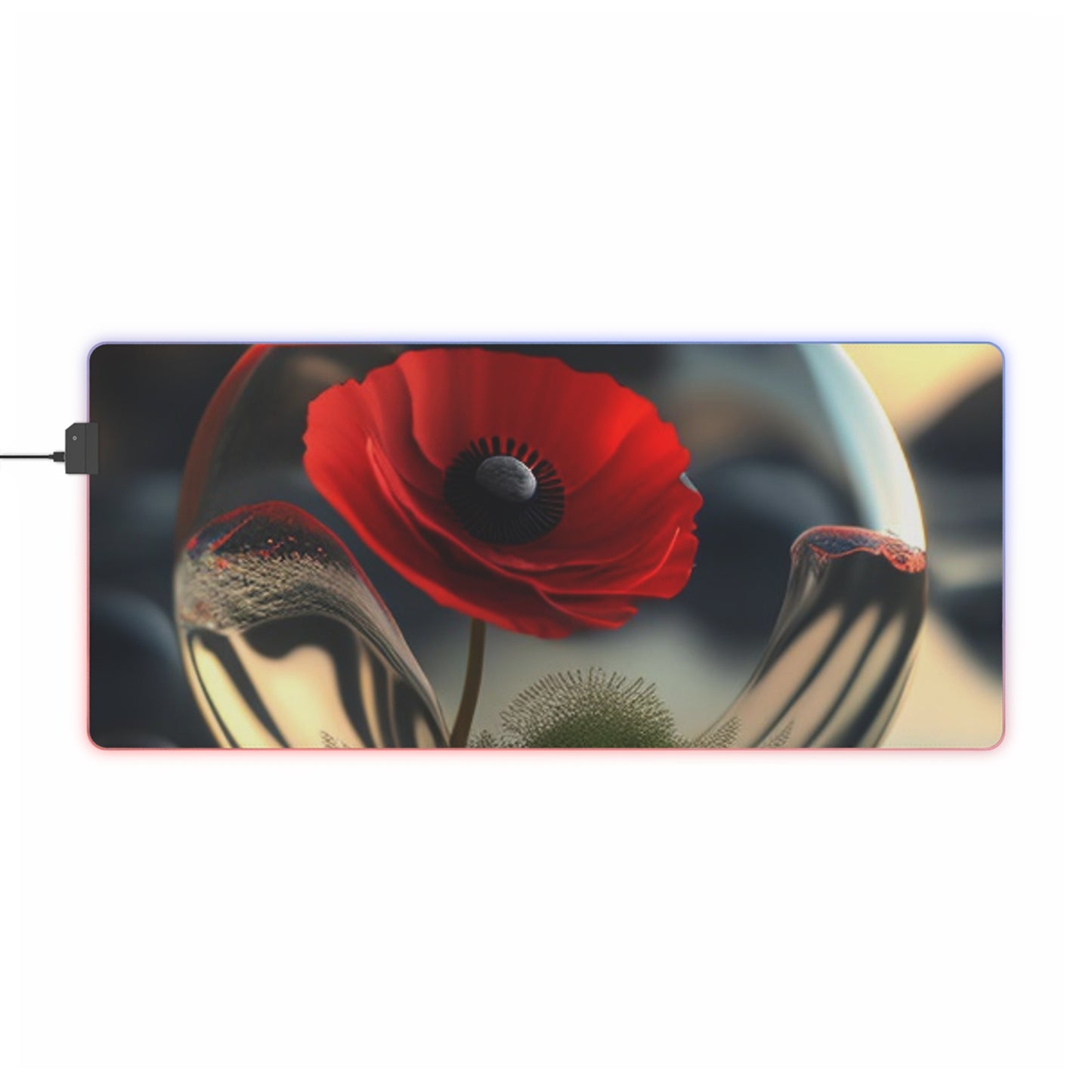 LED Gaming Mouse Pad Red Anemone in a Vase 3