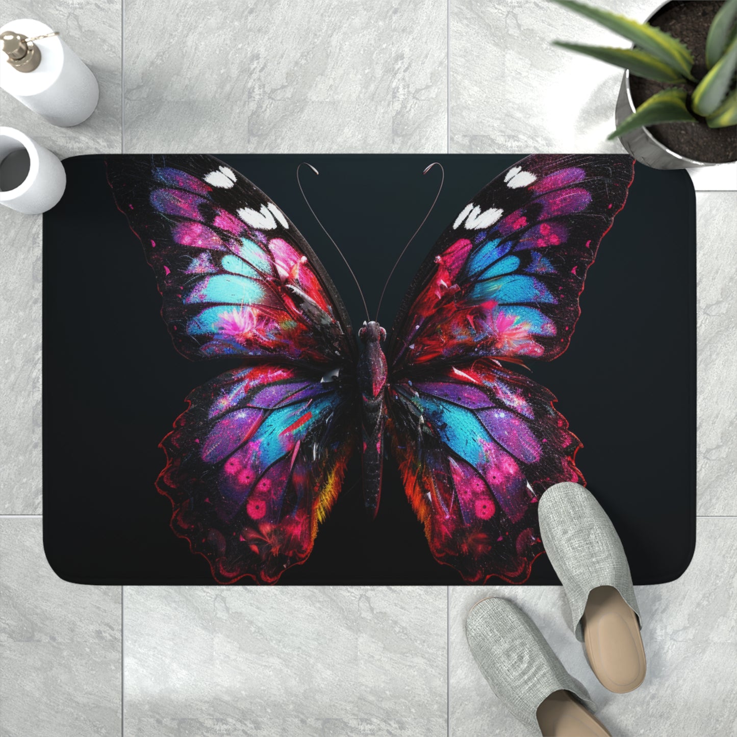 Memory Foam Bath Mat Hyper Butterfly Real