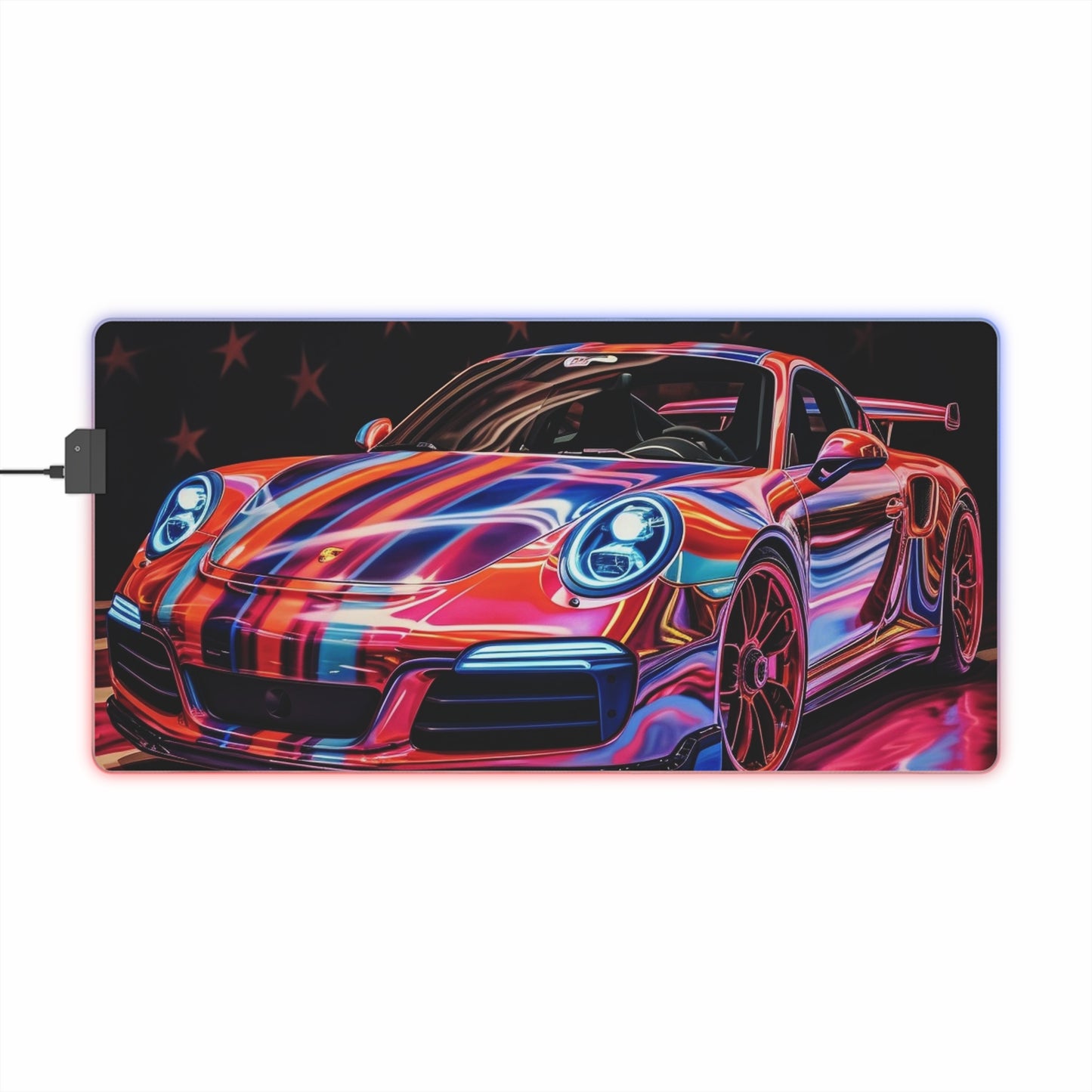 LED Gaming Mouse Pad American Flag Colored Porsche 3