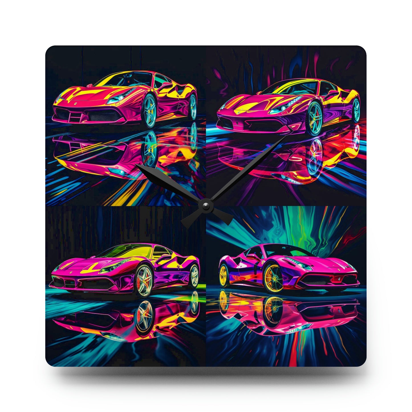 Acrylic Wall Clock Pink Ferrari Macro 5