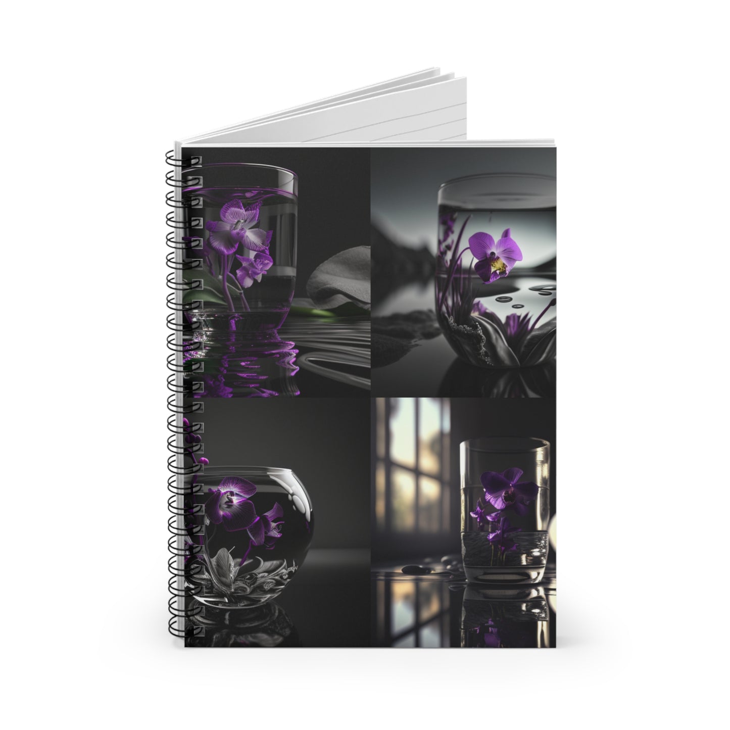 Spiral Notebook - Ruled Line Purple Orchid Glass vase 5