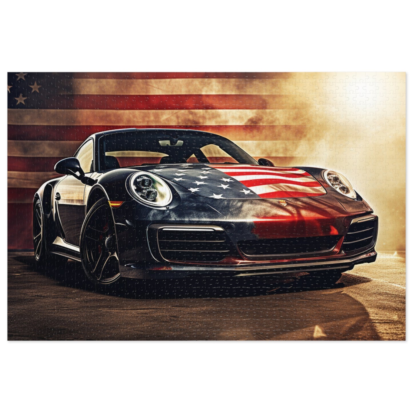 Jigsaw Puzzle (30, 110, 252, 500,1000-Piece) Abstract American Flag Background Porsche 1