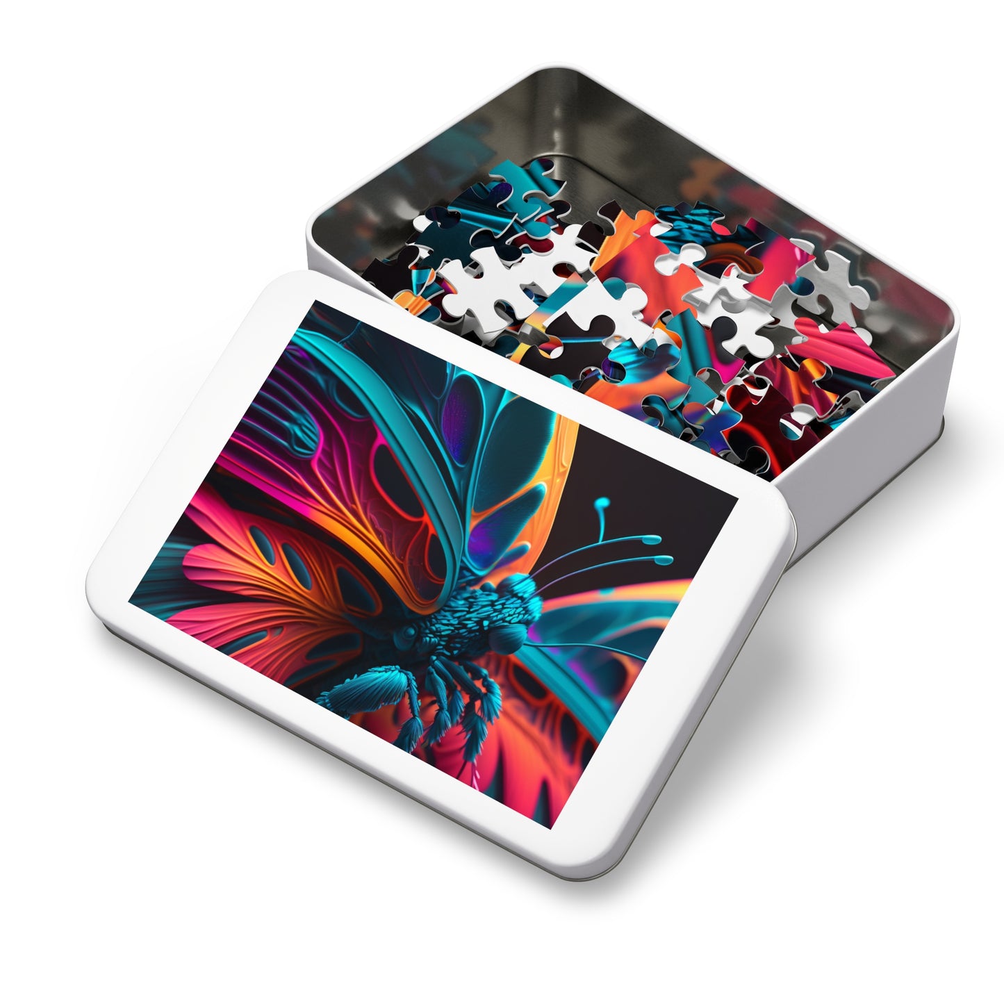 Jigsaw Puzzle (30, 110, 252, 500,1000-Piece) Neon Butterfly Macro 4