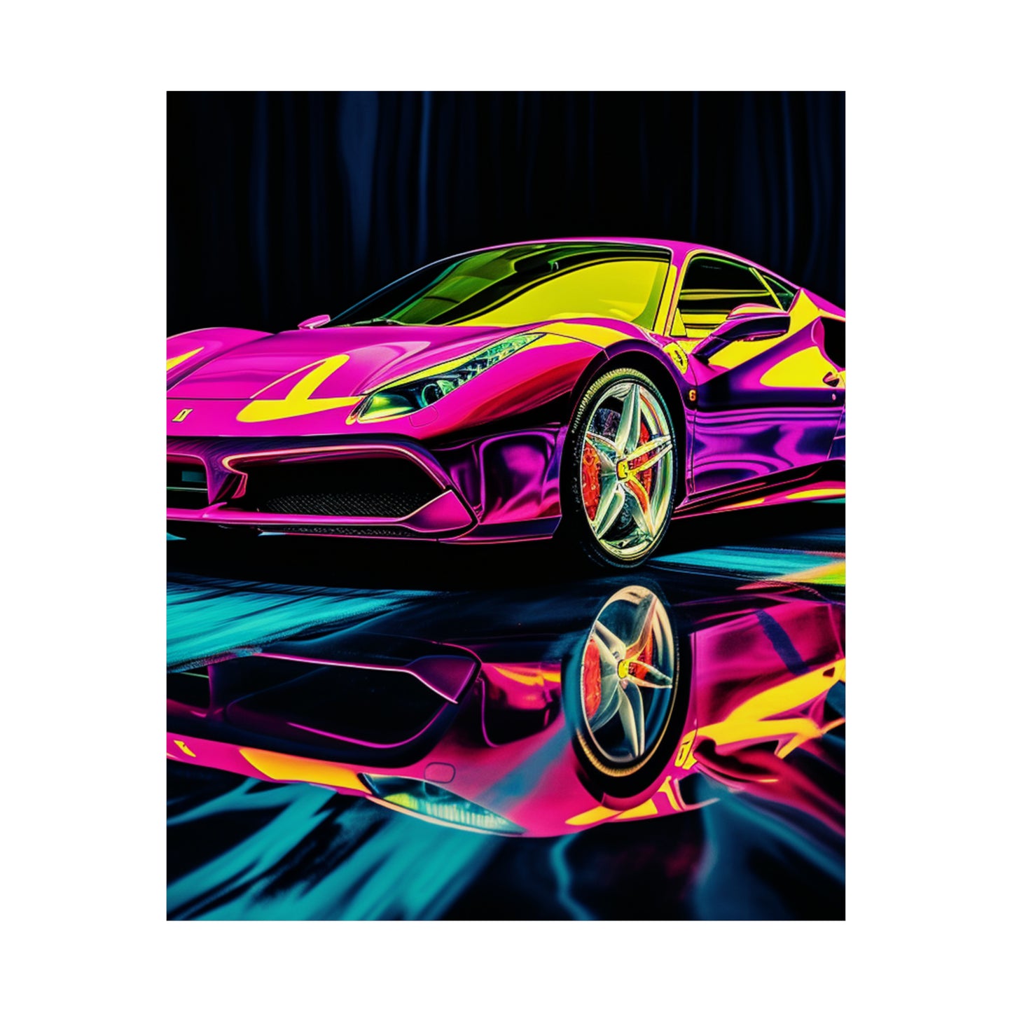 Premium Matte Vertical Posters Pink Ferrari Macro 3