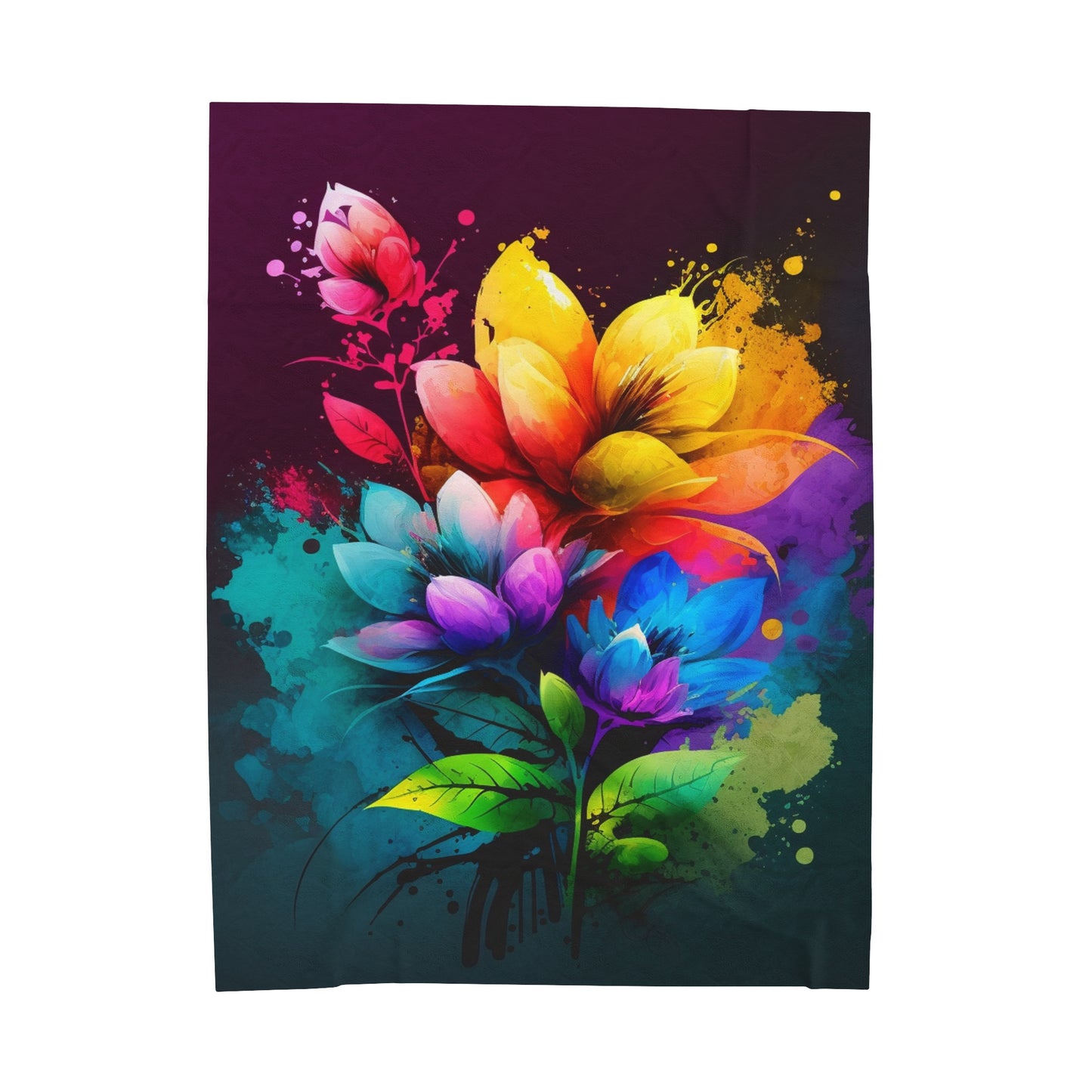 Velveteen Plush Blanket Bright Spring Flowers 3