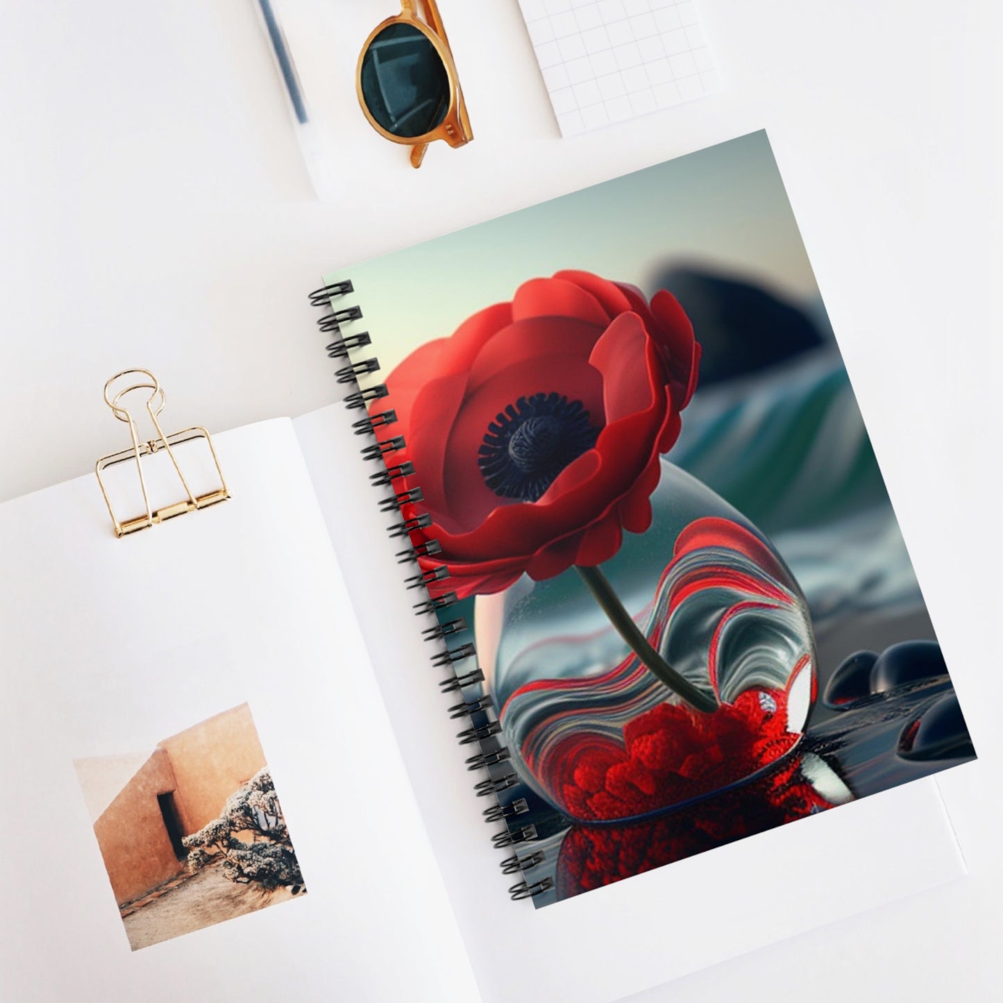 Spiral Notebook - Ruled Line Red Anemone in a Vase 1