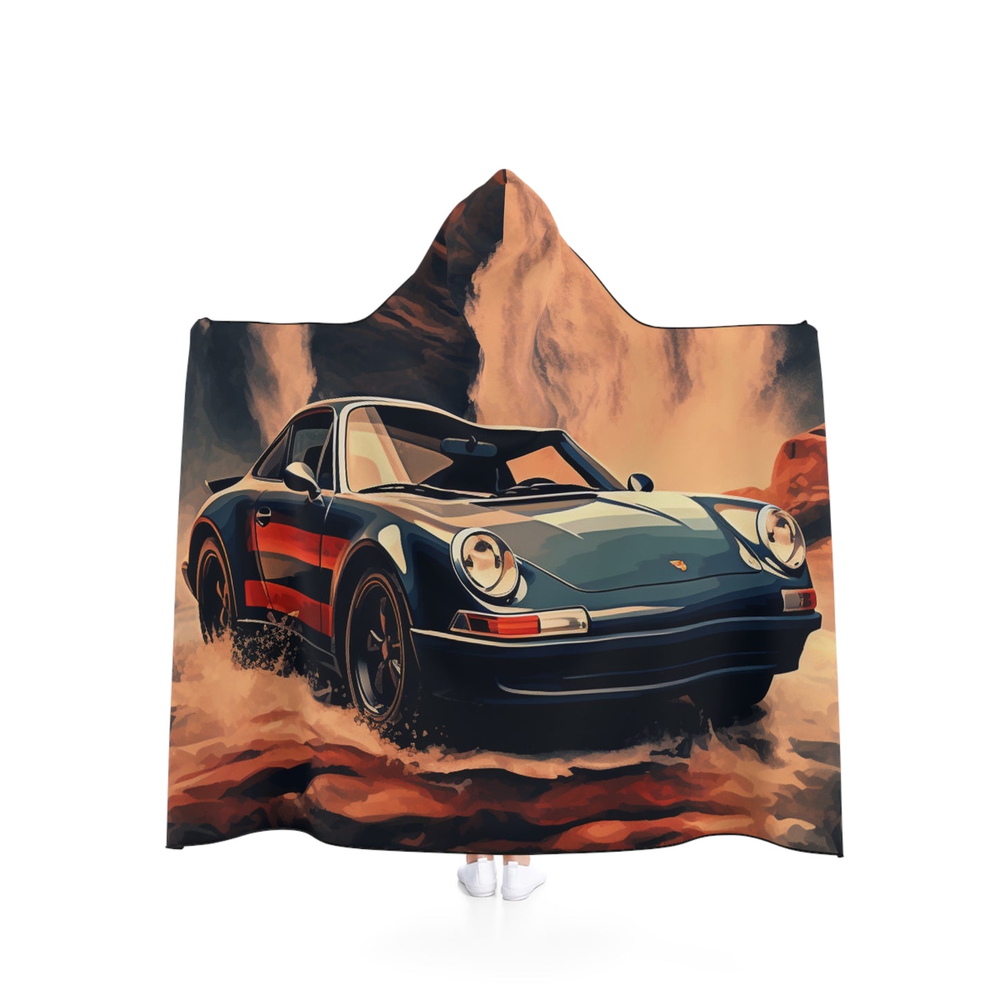 Hooded Blanket American Flag Porsche Abstract 3