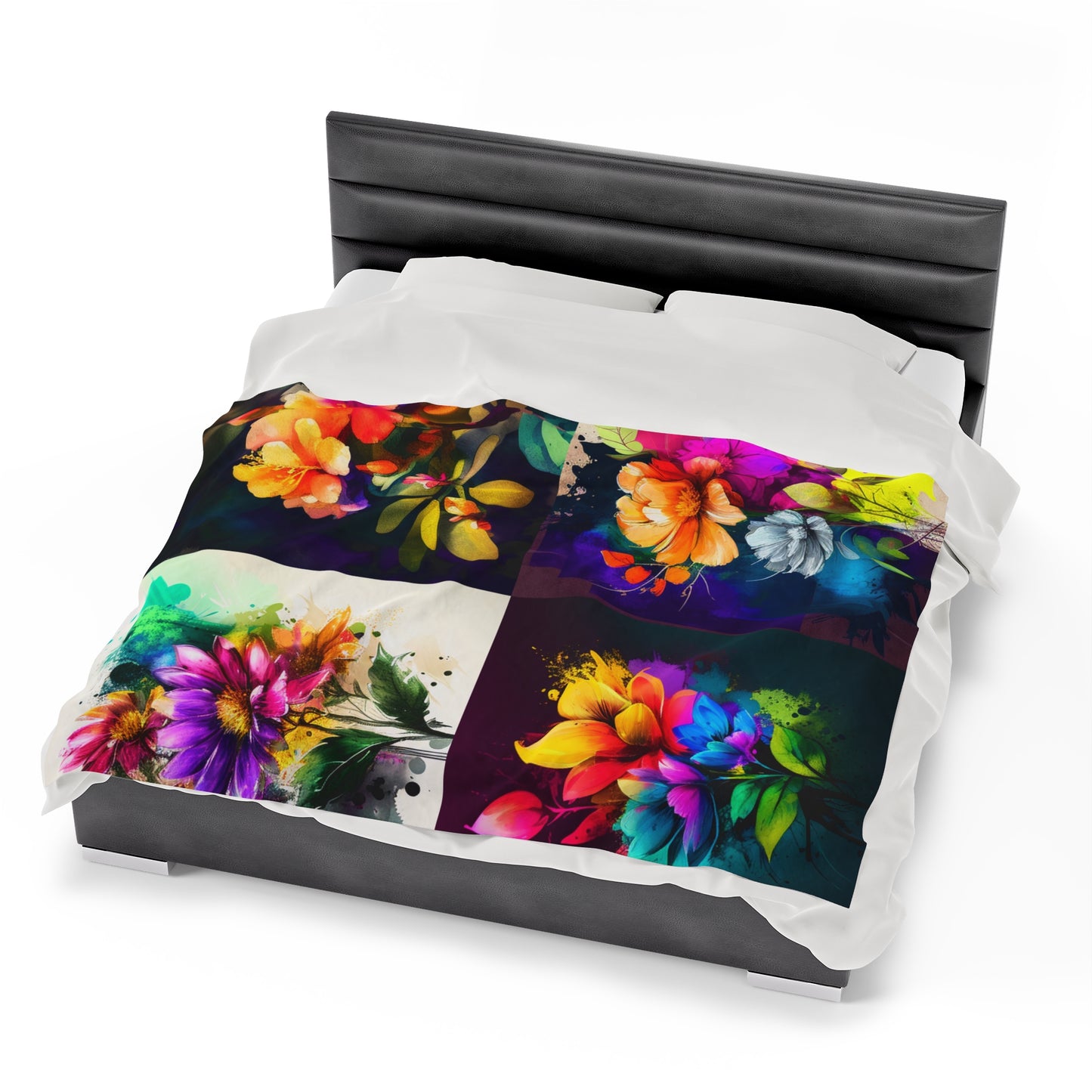 Velveteen Plush Blanket Bright Spring Flowers 5