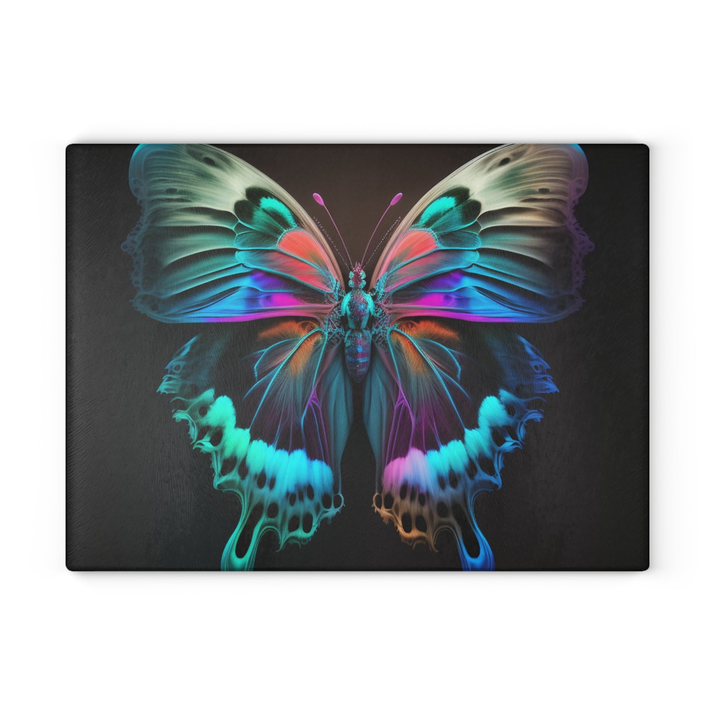 Glass Cutting Board Raw Hyper Color Butterfly 2