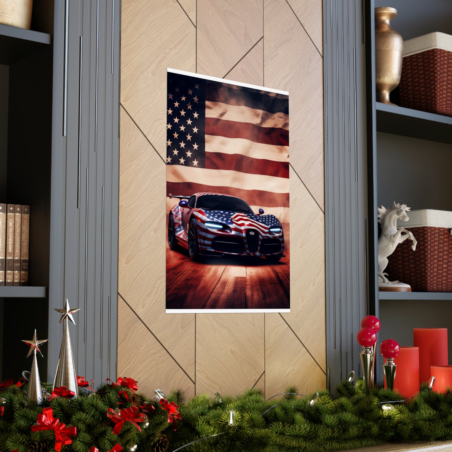 Premium Matte Vertical Posters Abstract American Flag Background Bugatti 2