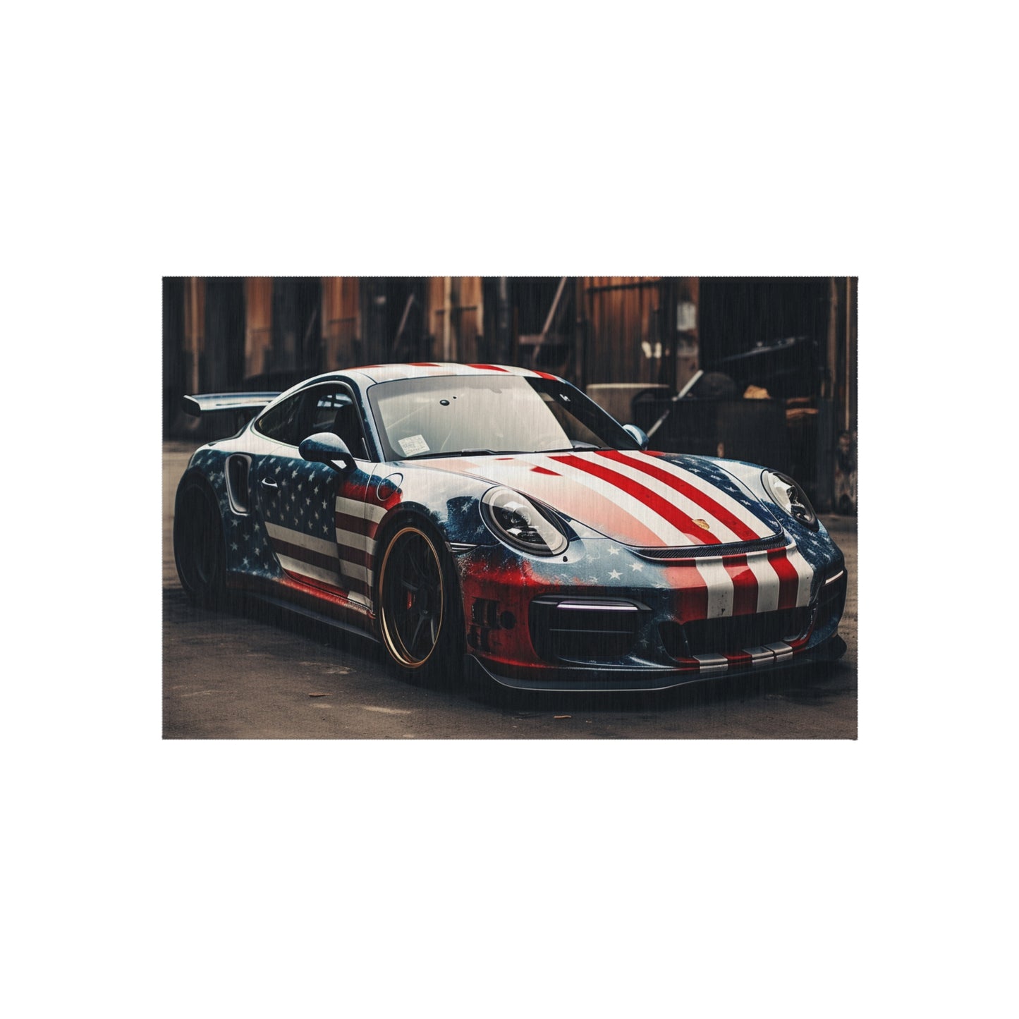 Outdoor Rug  American Flag Porsche 3