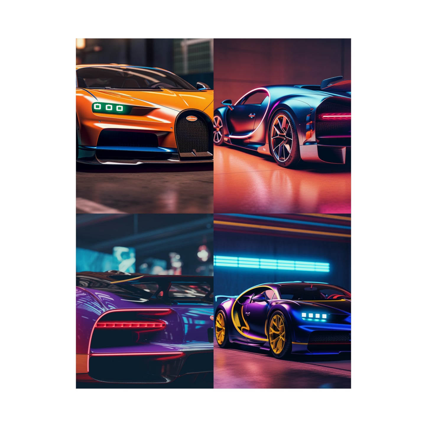 Premium Matte Vertical Posters Hyper Bugatti Neon Chiron 5