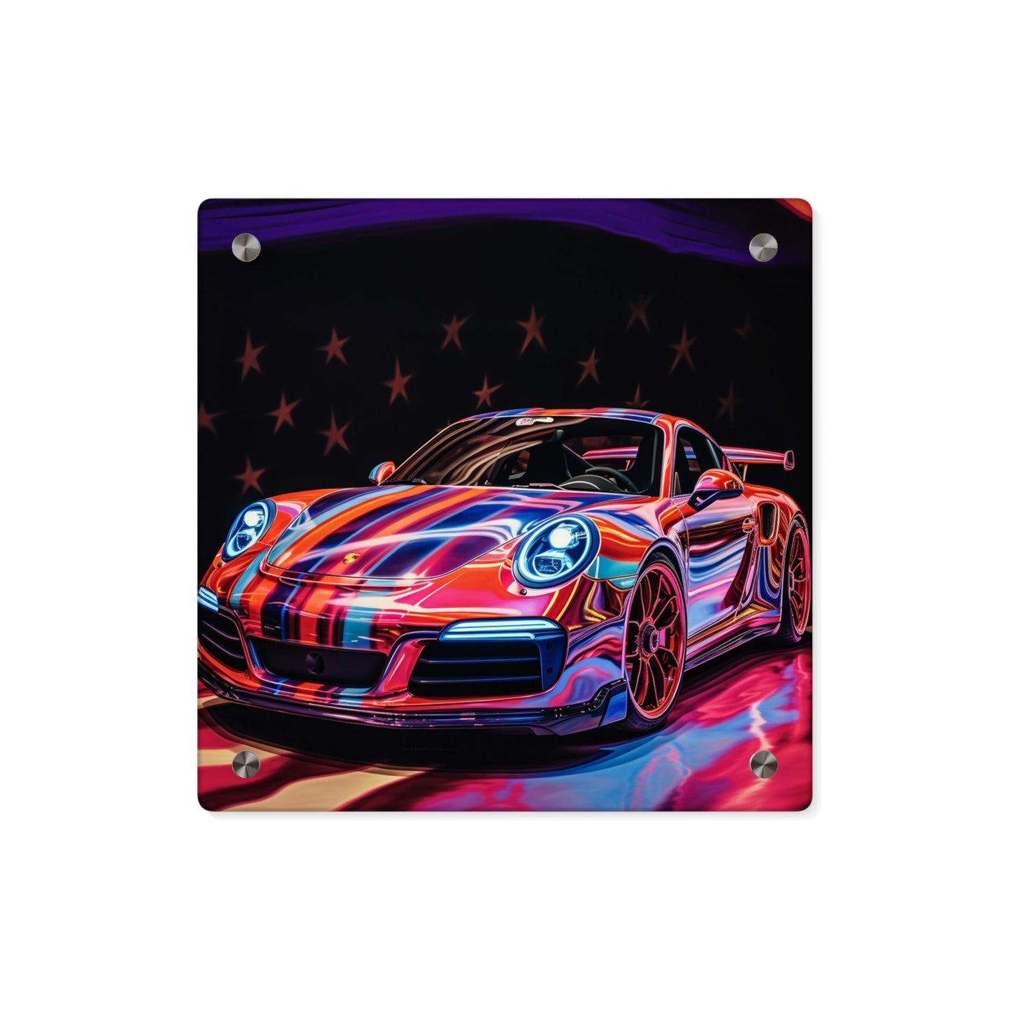 Acrylic Wall Art Panels American Flag Colored Porsche 1